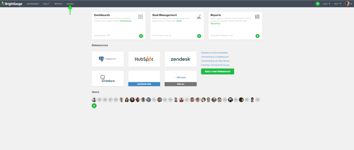 selecting gauges from BrightGauge overview screen