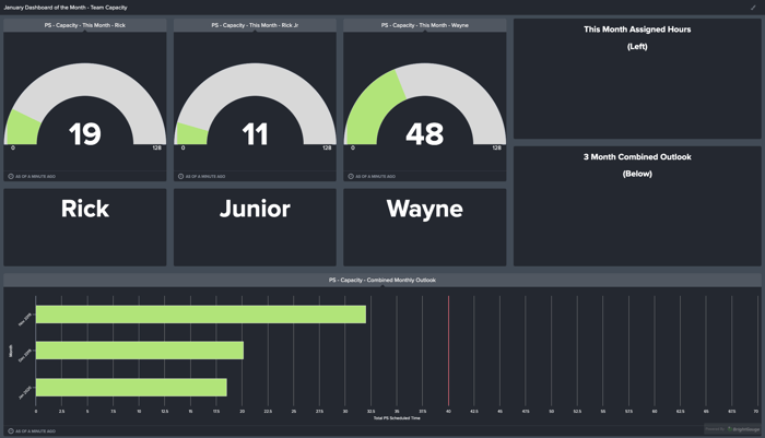 Sample Professional Services dashboard in BrightGauge