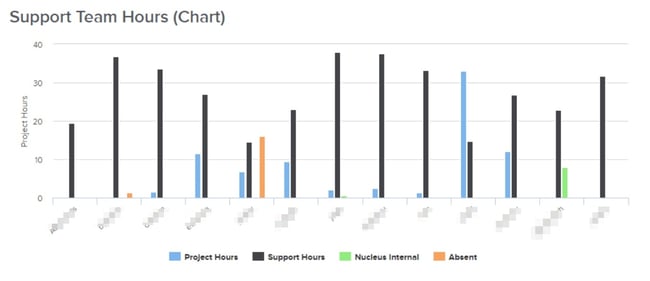 Nucleus' Support Team Hours chart